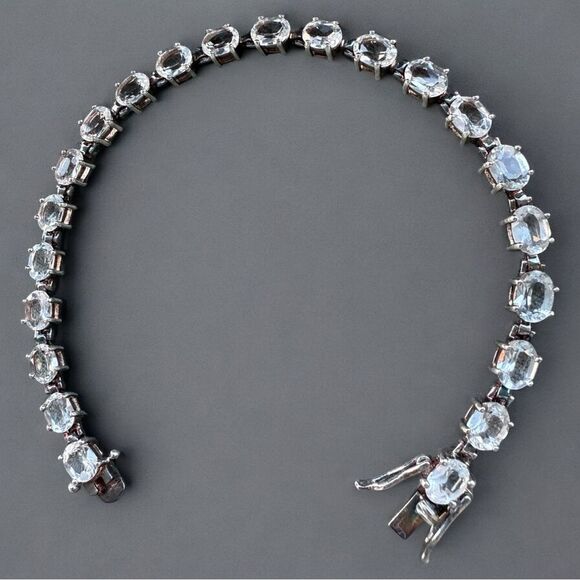 STERLING SILVER .925 TENNIS BRACELET WITH CLEAR STONES – 7.5” ✨ - Picture 1 of 16